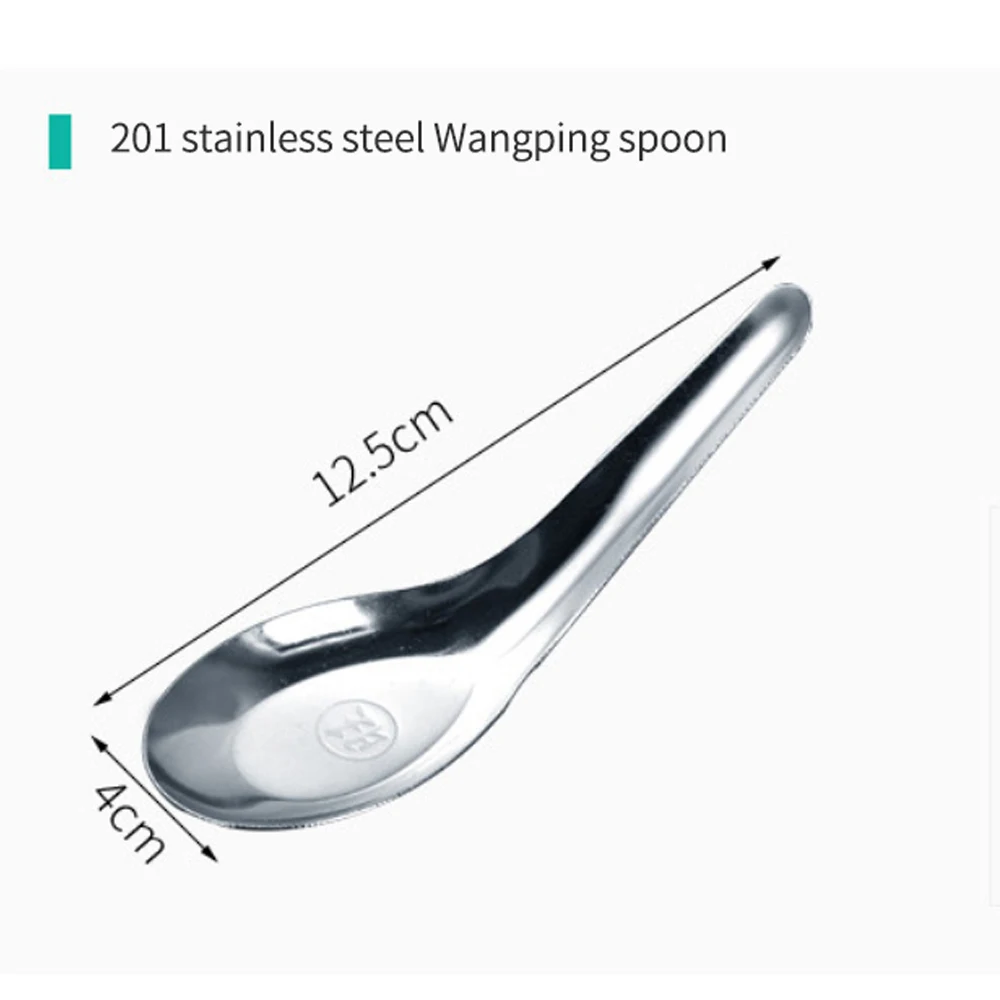 1~10PCS Stainless Steel Spoon Tableware Soup Rice Tableware Flat SpoonFlat Spoon Chinese Deepened Large Capacity Mirror