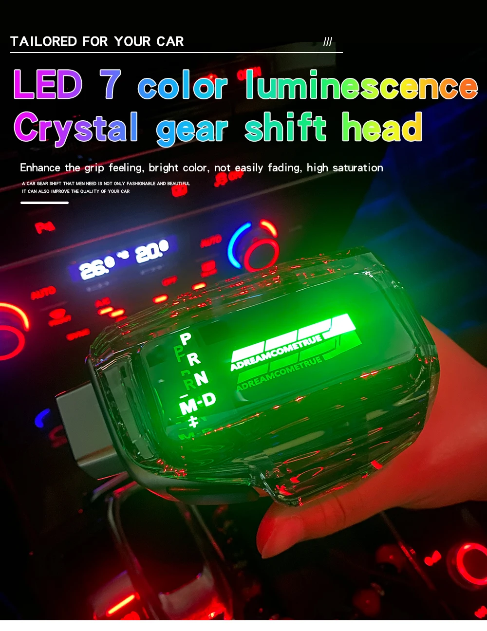Automatic Gear Shift Knob Handball Lever Shifter LED Crystal For Renault Koleos