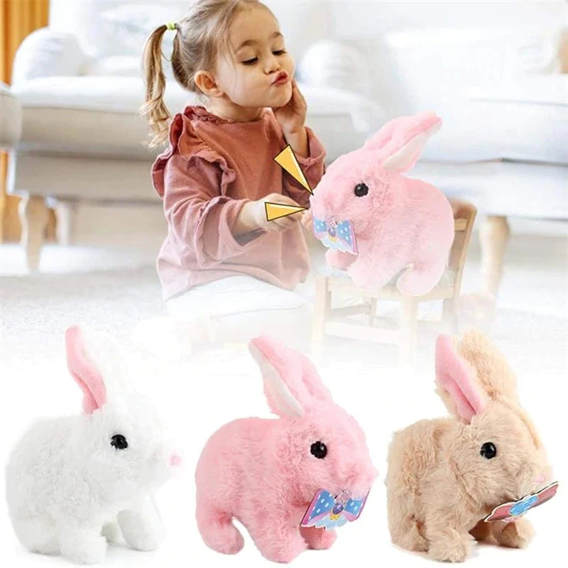 Robot Rabbit Toy Electronic Rabbit Plush Pet Walking Jumping Interactive Animal Toys For