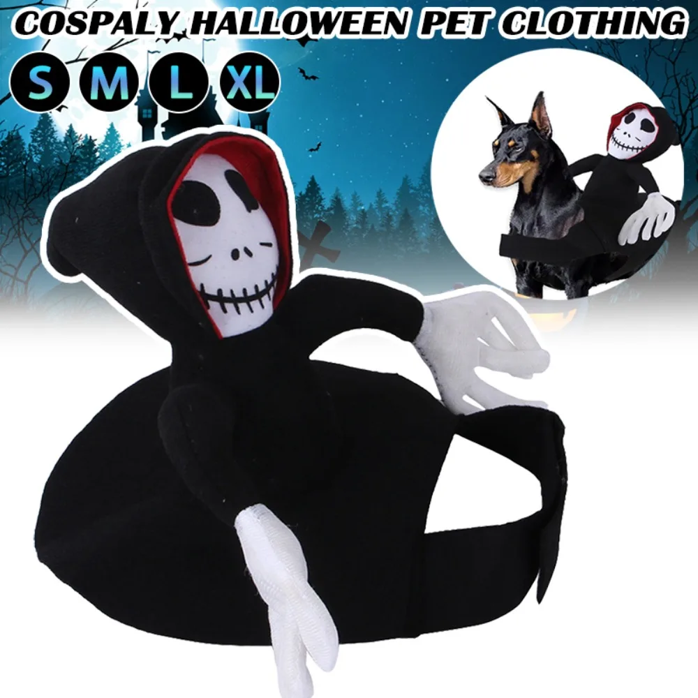 

Halloween Pet Costumes Dog Skeleton Horseback Riding Costume Cat Clothes Halloween Party Pet Funny Cosplay Costume Coat