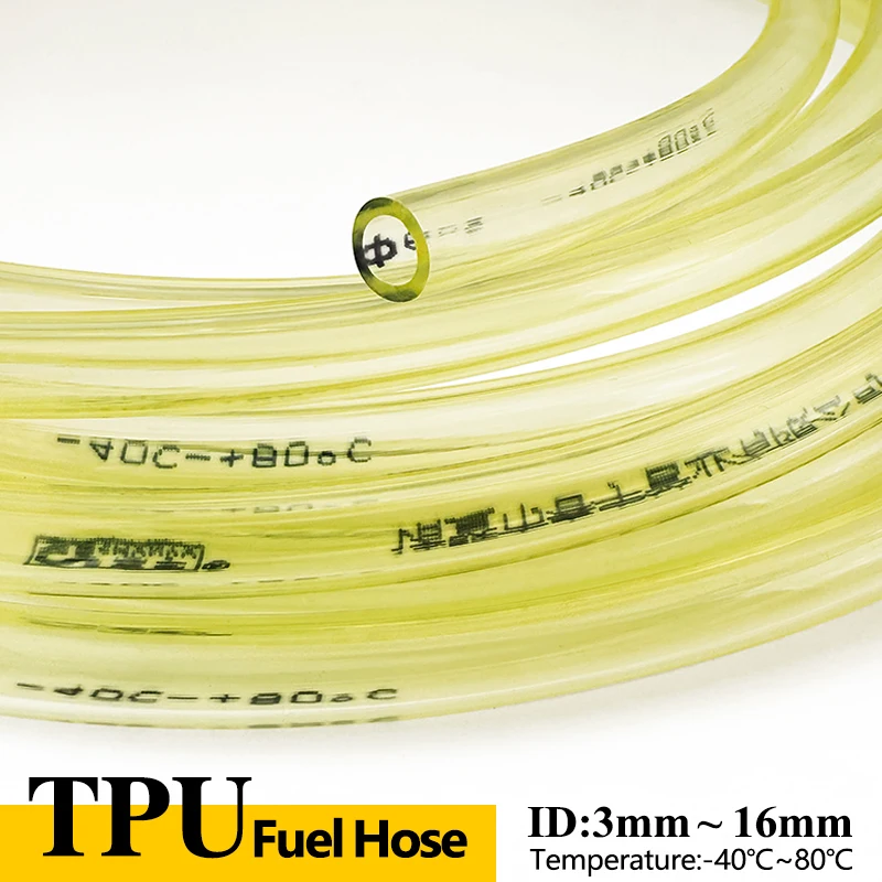 สายเชื้อเพลิง TPU สีเหลือง แบบยืดหยุ่น ขนาด 3 4 8 10 12 14 16 มม. ทนน้ำมัน ป้องกันการรั่วซึม ทนแรงดันสูง สำหรับรถจักรยานยนต์และรถยนต์ 1