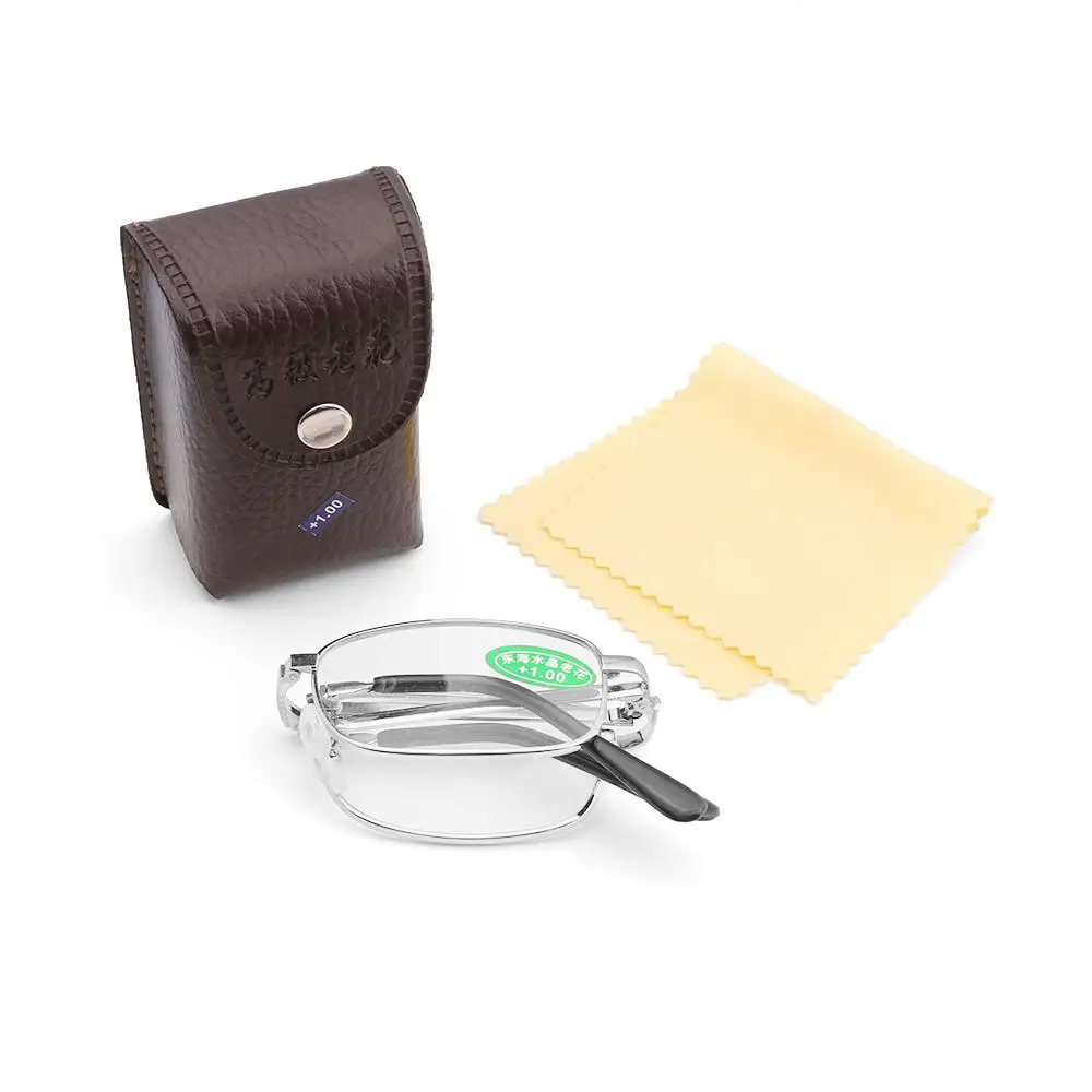 Reading Glasses Portable Folding Reading Glasses High Definition Metal Presbyopic Eyeglasses Ultralight Prescription Eyewear Women Men with Case