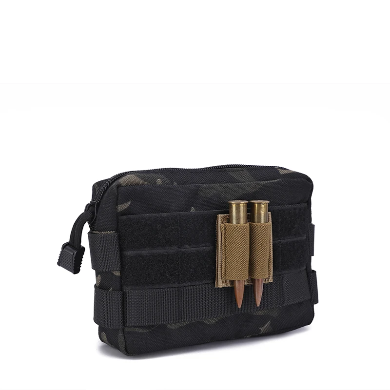 2-Round Shell Holder 2 Hole Airsoft Buttstock Ammo Pouch Molle Bullet Magazine Carrier Adhesive Patch Tactical