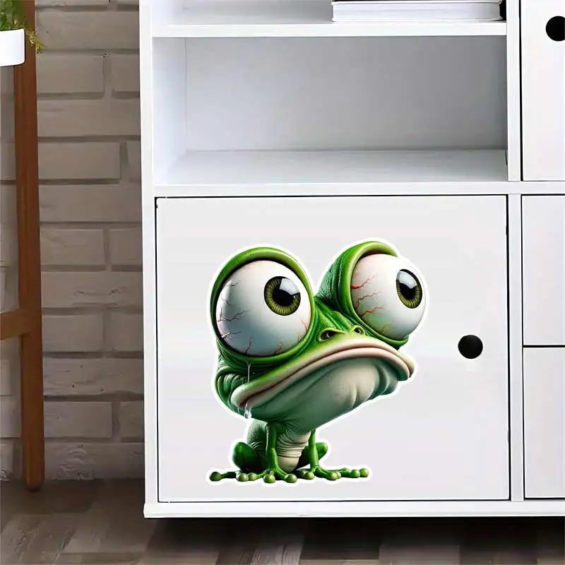 Funny Cartoon Animals Big Eyes Frog Wall Stickers For Bathroom Toilet Refrigerator Home