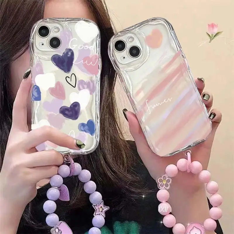 Love Heart Bracelet Chain Clear Phone Case