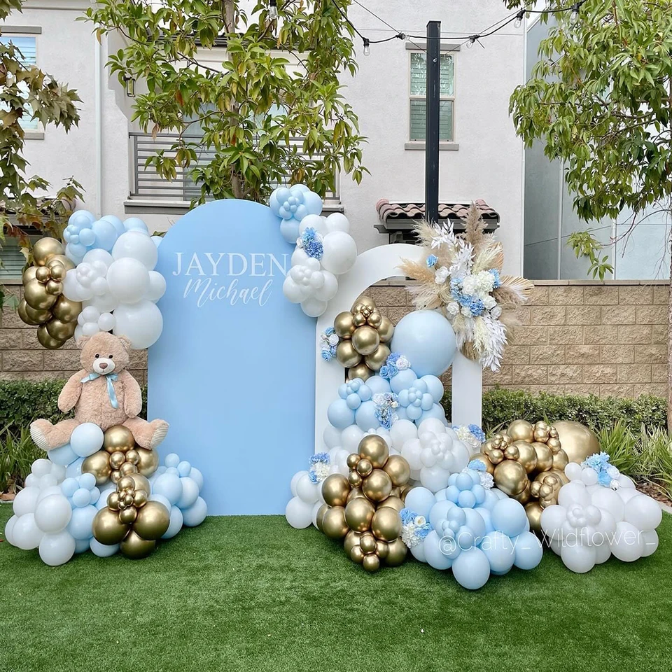 Kit Arco Di Palloncini Per Compleanno Ragazzo - 100 Palloncini Blu E Gialli Pastello 10 E 12 Pollici Con Nastro E Punti Di Colla Per Baby Shower E Feste - 4