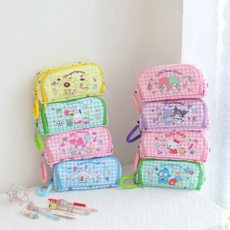 

Sanrios My Melody Anime Kawaii Cartoon Large Capacity Double Layer Pen Bag Cute Girl Heart Stationery Pen Bag Christmas Gifts