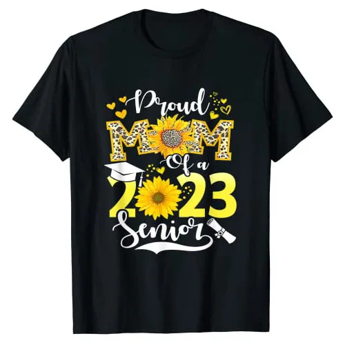 

Sunflower Leopard - Proud Mom of A Class of 2023 23 Senior T-Shirt Gifts Mother's Day Aesthetic Clothes Floral Print Graphic Tee