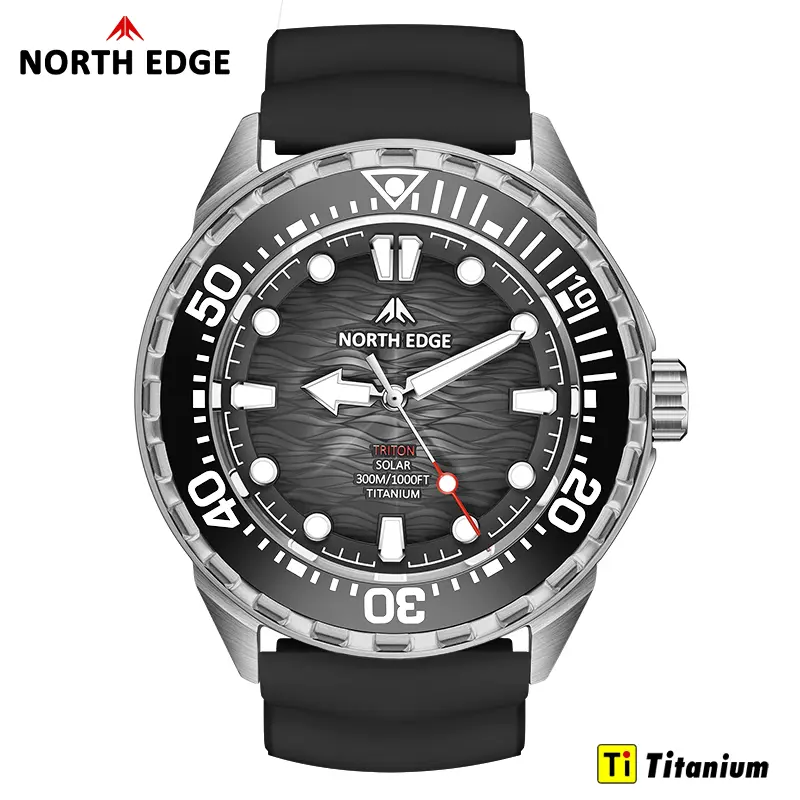 NORTH EDGE TRITON-TI Titanium Stainless Solar-Powered Diving Watch Luxury Quartz Watches For Men 300M Waterproof 180+ Day Power - Image 9