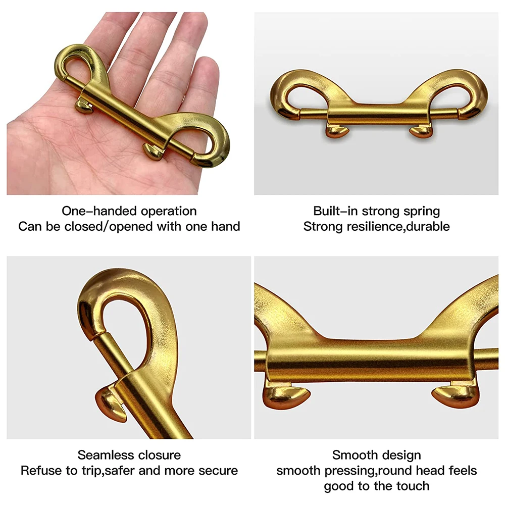 1-10Pcs Solid Gold Double End Snap Hook, Heavy Duty Luggage Pet