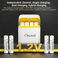 Chicnod AAA Ni-MH Rechargeable Battery Charger Set 4 Slot USB Type-C Smart Fast Charger with 4x AAA 1100mAh Batteries 4