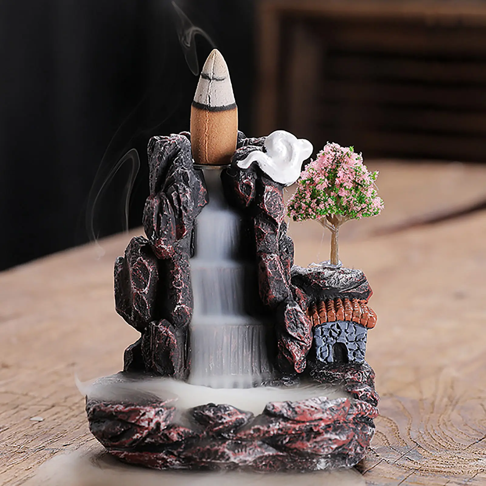 Small Resin Backflow Incense Holder Waterfall Incense Burner For