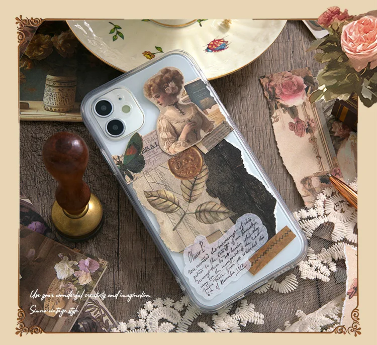 120 Blatt Dekor Scrapbook Vintage Materialien Papier Combo Kit DIY Junk Journal Collage Fotoalbum Retro Hintergrundpapier – Detail 7