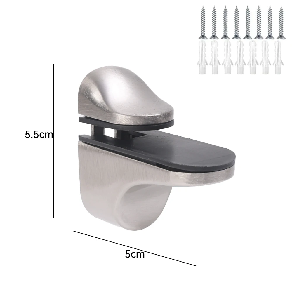Shelf Bracket Connector Clamps 6/2pcs Zinc Alloy Adjustable Glass Shelf Holder Wall Mounted Bathroom Support Wood Shelves Glass Clamps