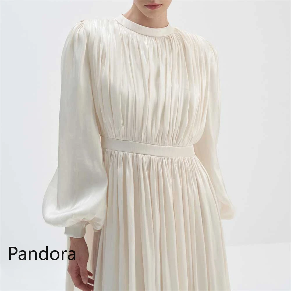 

Pandora Dubai O-Neck Prom Dress Full Sleeves With Floor Length Evening Dress Women Birthday Wedding Party Formal Gowns Arabia