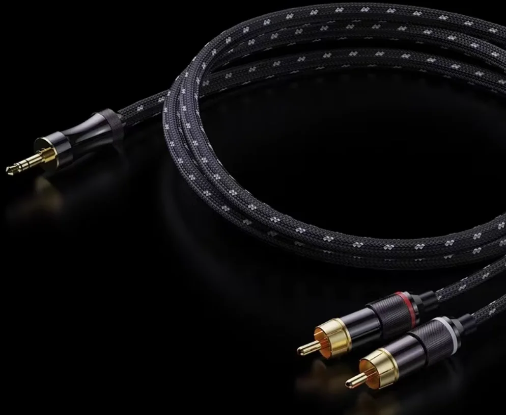 FiiO LR-3.5A Dual RCA Lotus Male Head Turn 3.5mm Male head High quality HiFi Fever Audio cable 5
