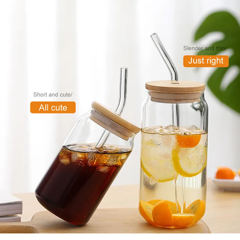 4pcs/Set Drinking Glasses with Glass Straw 16oz Can Shaped Glass Cups Beer  Glasses Iced Coffee Glasses, Cute Tumbler Cup - AliExpress