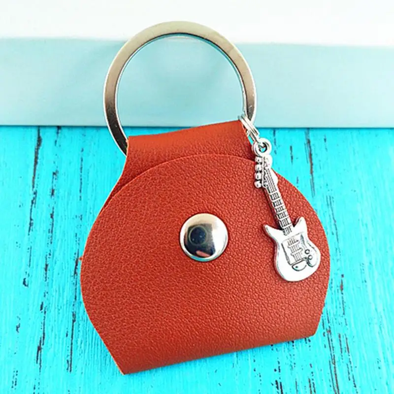 Guitar Picks Case Keychain Picks Organizer Bag Pendant PU Leather Storage Tool Home Stage Performance School Concert