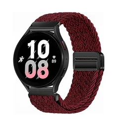 Quick Release Braided Loop Magnetic Watch Strap - Available in Multiple Sizes - 20mm (Metallic red)