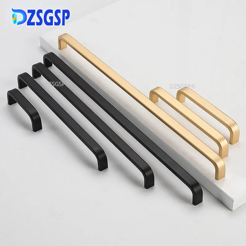 DZSGSP Kitchen Door Cabinet Straight Handle 64/96/128/160/192mm Space Aluminum Handles Pull Knobs Furniture Hardware