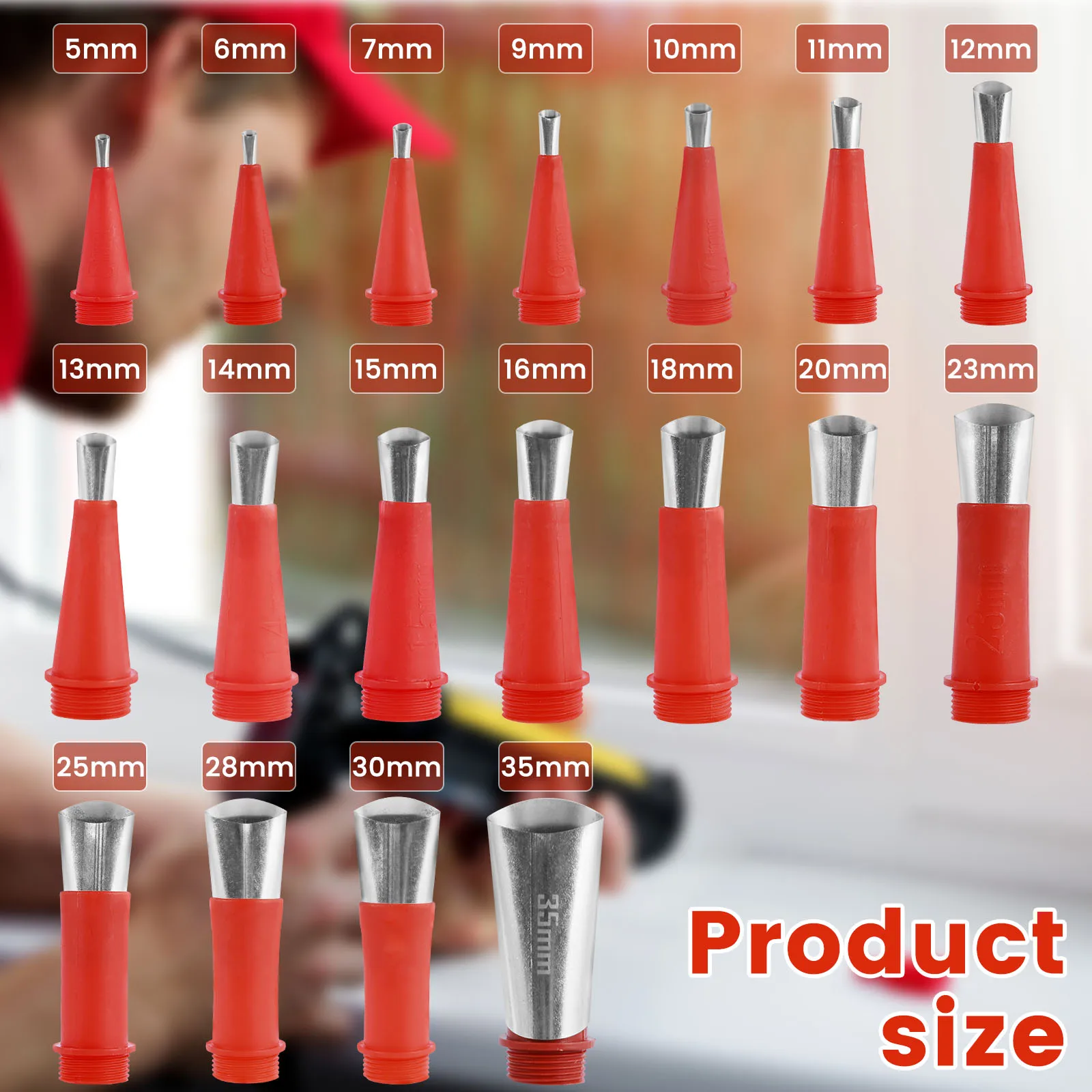 32Pcs Caulking Nozzle Set Universal Caulking Finisher Tool 5-35mm Multi-Size Caulking Tip Kit Stainless Steel Caulking Tool Set 3