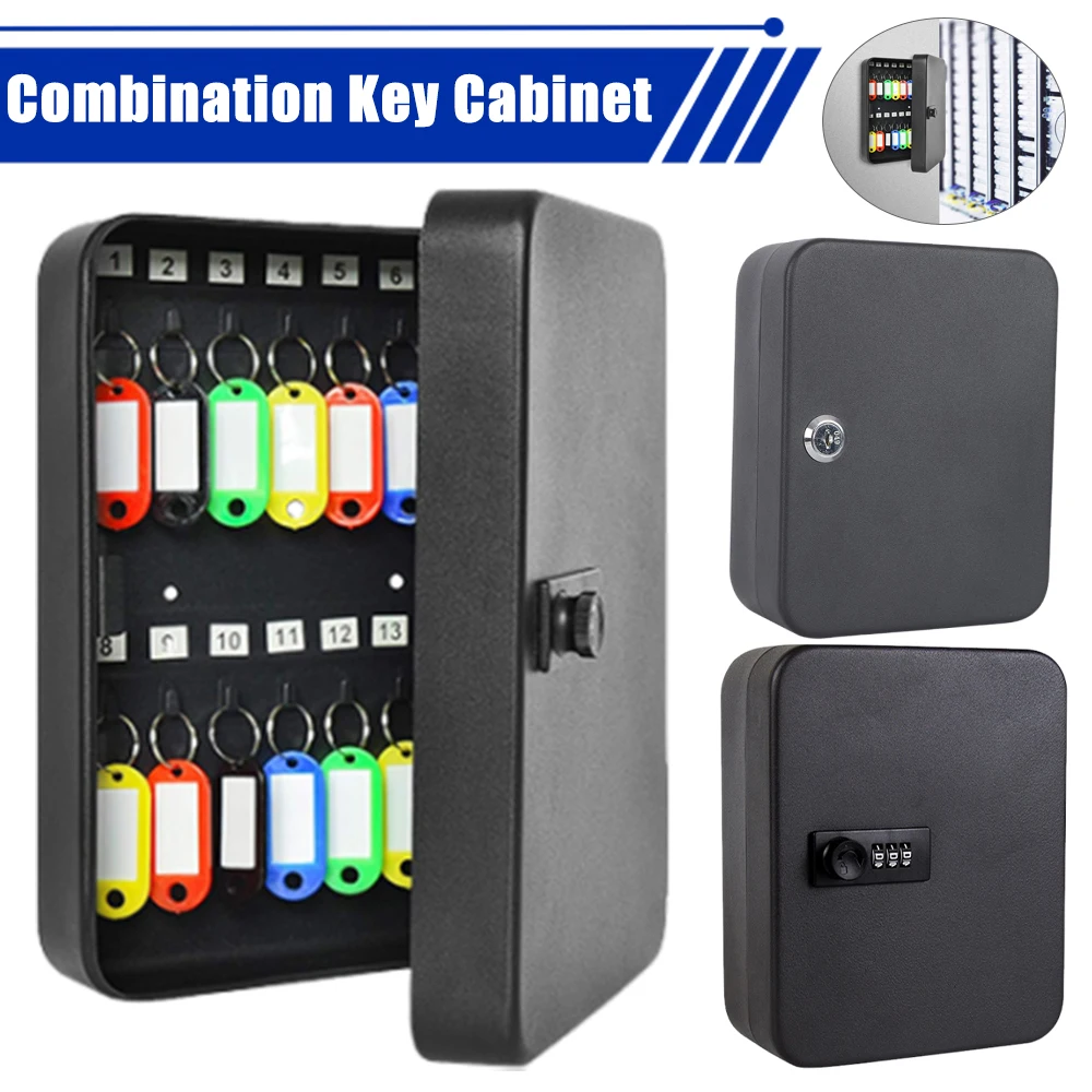Combination Key Cabinet 20 Key Hooks Key Box Wall Mounted with Key/Code Lock Locking Key Organizer Key Cabinet Security Lock Box