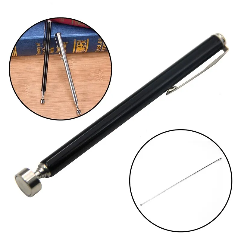 Magnetic Retractable Pickup 2pc 5 Pound Iron Rod Portable Multifunctional Extractor Pen Clip Automotive Repair Tool