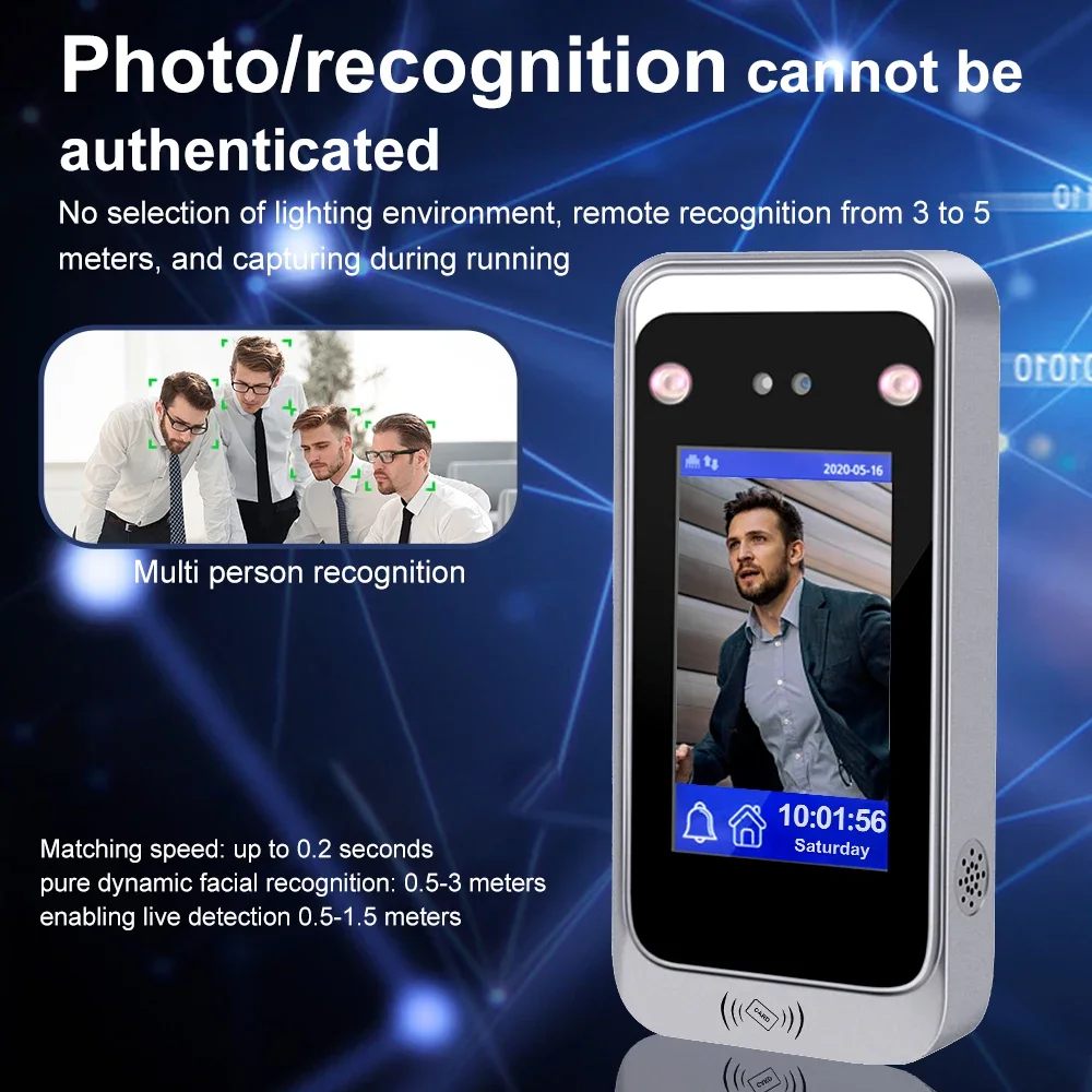TCP/IP Dynamic Facial Face Recognition Time Attendance Access Control Machine Card Reader Electric Empolyee Recorder System