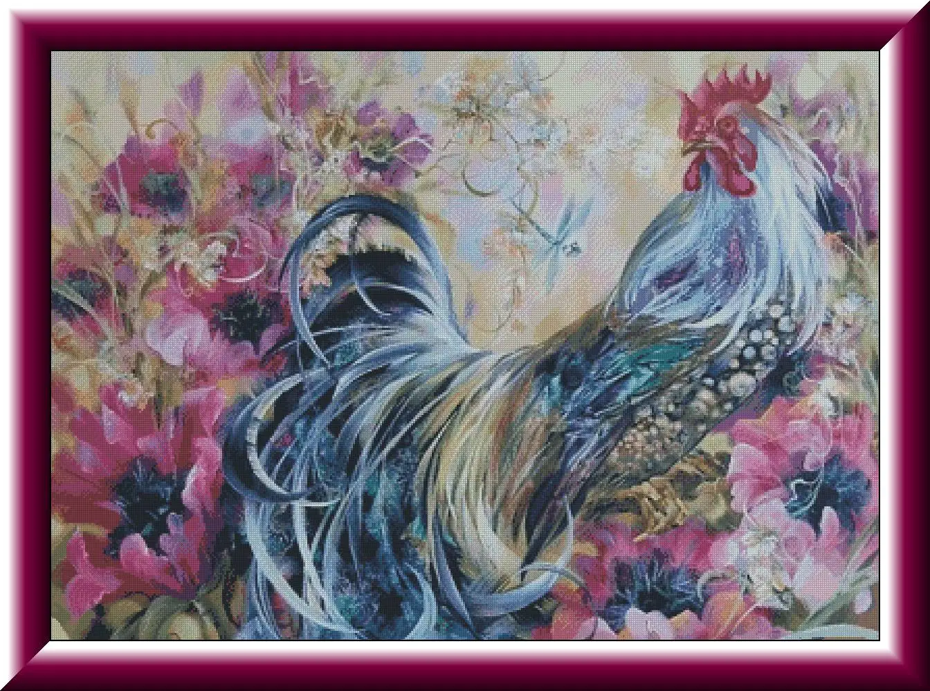 

Top Quality Flower Rooster Sewing 18CT 16CT 14CT Unprinted Cross Stitch Kits Embroidery Art DIY Handmade Needlework Home Decor