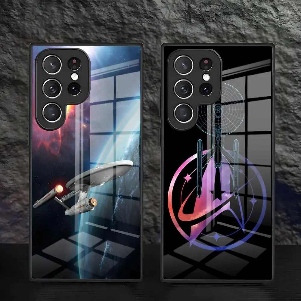 Star Trek Ships Black Glass Phone Case
