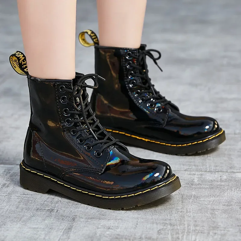 

Новинка 2023, зимние женские ботильоны, удобные мужские Нескользящие кожаные ботинки на платформе, на шнуровке, износостойкие черные ботинки для пар