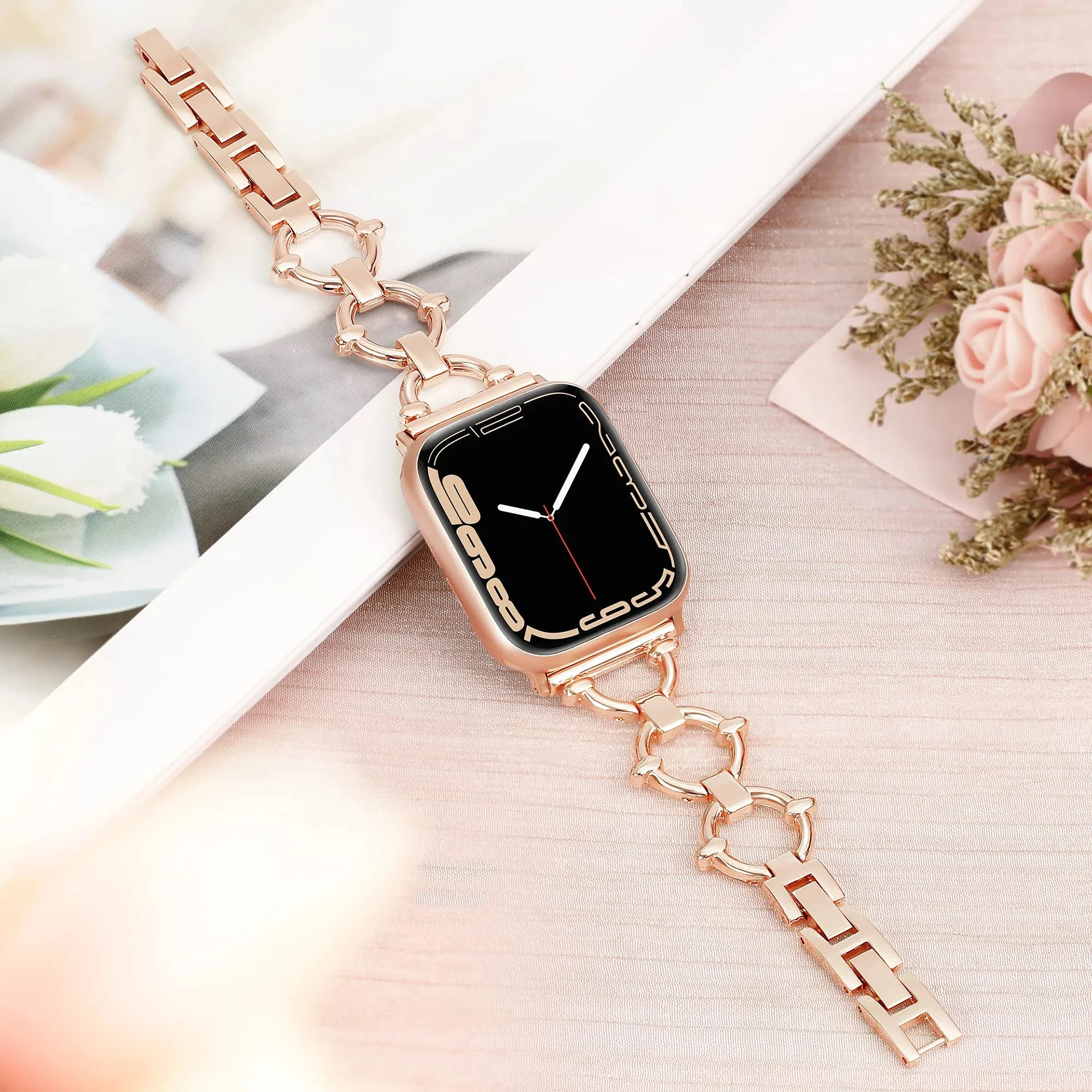 Elegant Women's Slim Stainless Steel Bracelet Watch Band with Metal Strap