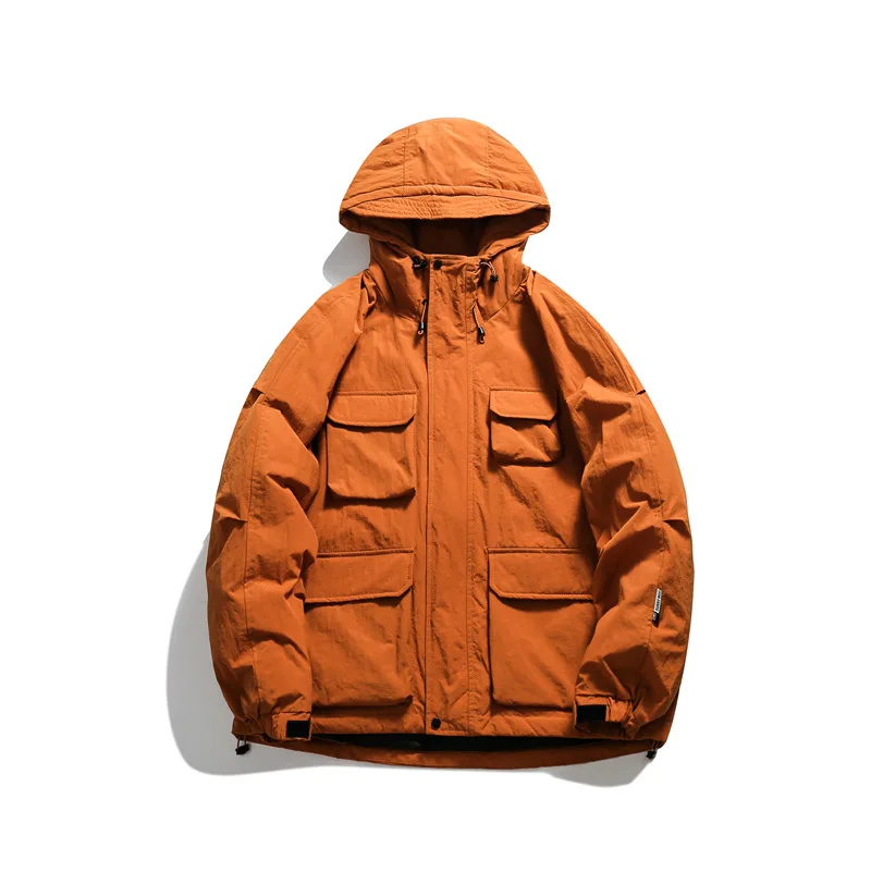 

Down Jacket Men's Winter Japanese Work Clothes Fashion Men's Loose Plush Thickened Multi Pocket Casual Coat