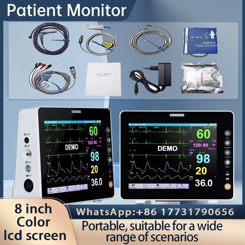 8 inch Screen Portable Multi-Parameter Human/Vet Use Patient Monitor Vital Signs Monitor