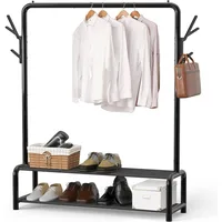 Garment Rack with Storage Shelves and Coat/Hat Hanging Hooks 1