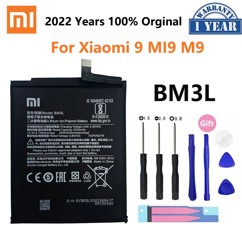 Xiao mi 100% Original Replacement Battery For Xiaomi 9 MI9 M9 MI 9 Xiaomi9 BM3L Genuine Phone 3300mAh Replacement Batteria portable battery charger for iphone