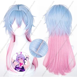 Vibrant Gradient Cosplay Wig: 65cm Long Blue - Pink Heat - Resistant Synthetic Hair (Wig and Wig cap)