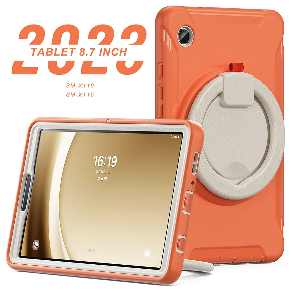 

Durable Silicone Back Cover for Samsung Galaxy Tab A9 8.7 2023 X110 X115 Kids Safe Shockproof Case with Handle Kickstand