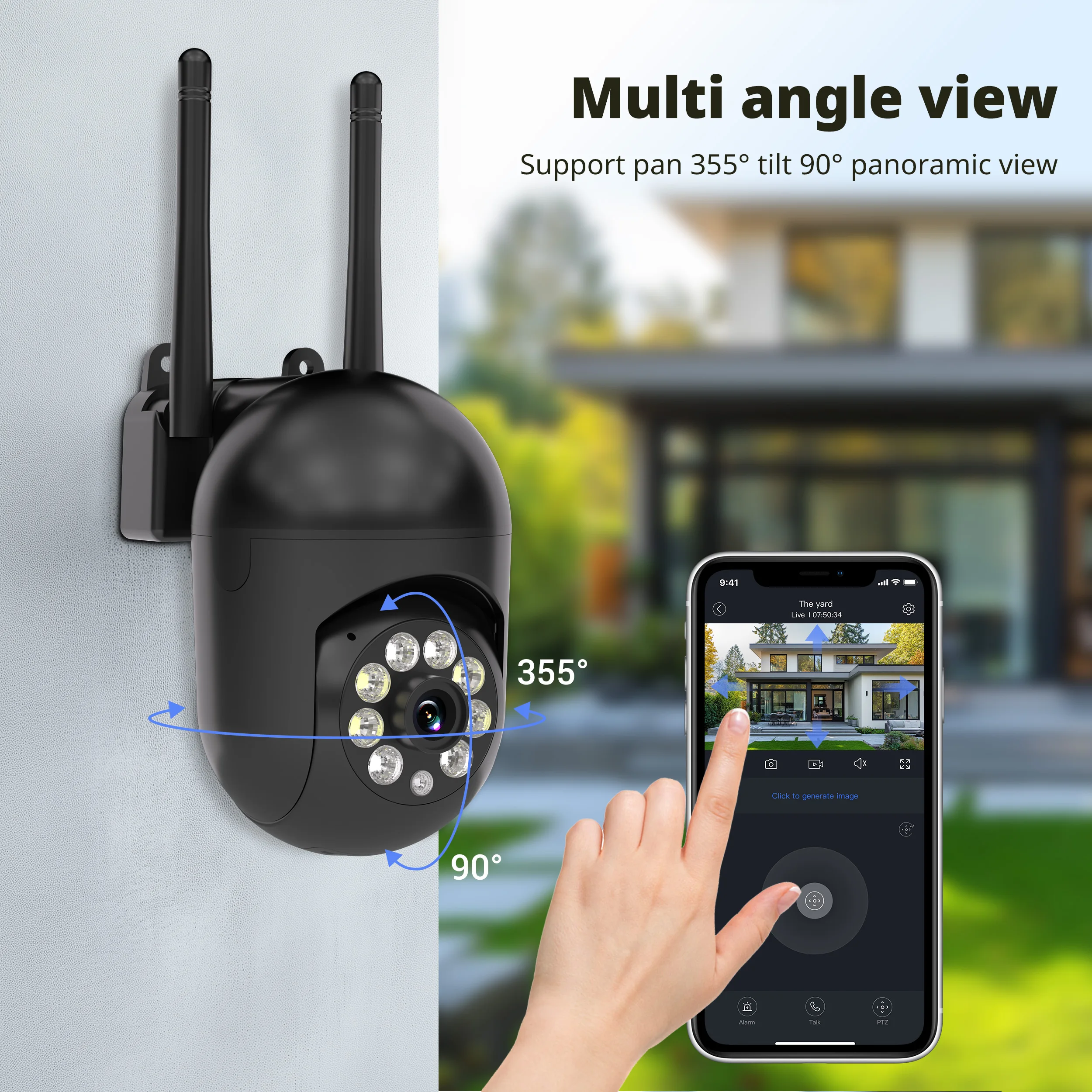 Ease Life App Black Upgraded WiFi Surveillance Camera Color Night Vision Motion Tracking Indoor Outdoor Security Monitor Camera 4