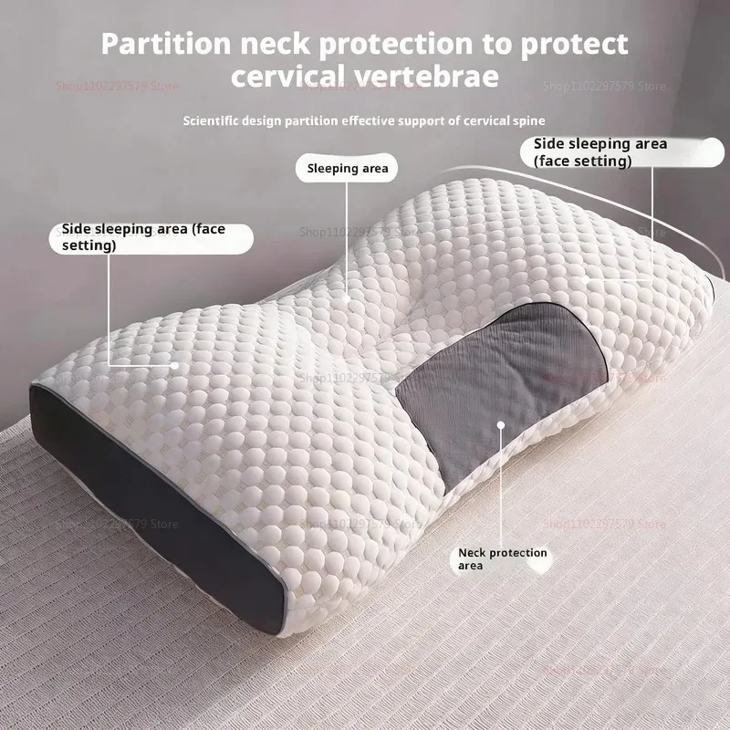 Pillow Helps Sleep and Protect The Neck. Orthopedic Home Use Soybean Fiber SPA Massage Is  Convenient  and  Comfortable