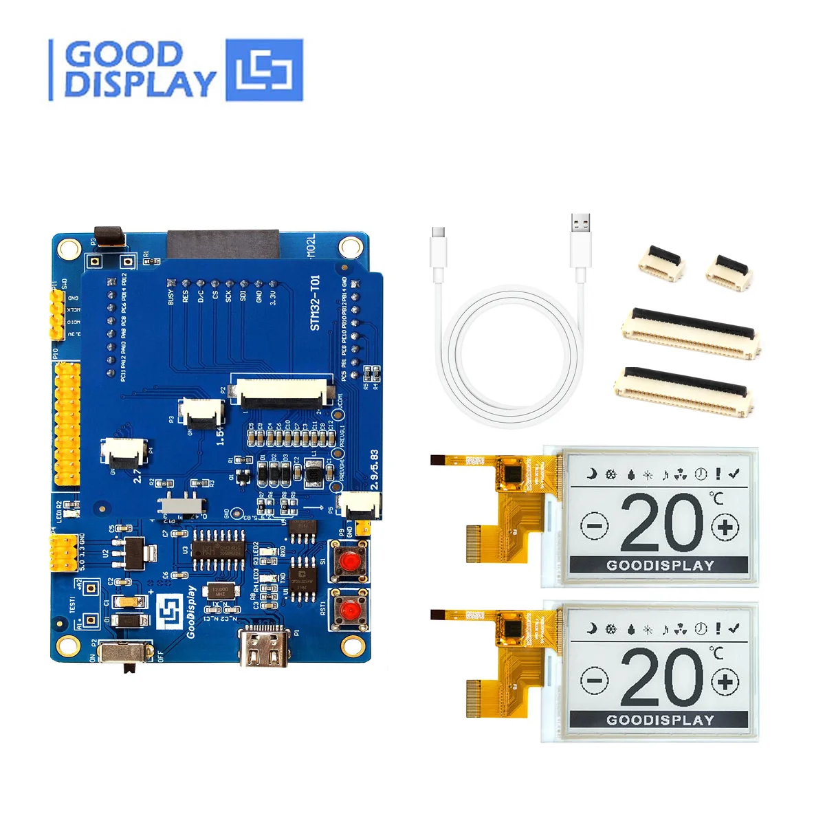 

2.7 Inch Touch Eink Epaper Square Display, 2pcs GDEY027T91-T01 with STM32 Demo Kit DESPI-L(C02)