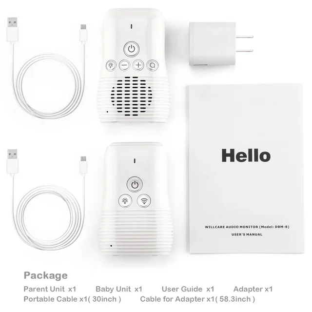 2.4Ghz Wireless Baby Monitor Small Portable Audio Baby Monitor Two-way Audio Function Intercom Rechargeable Battery 4