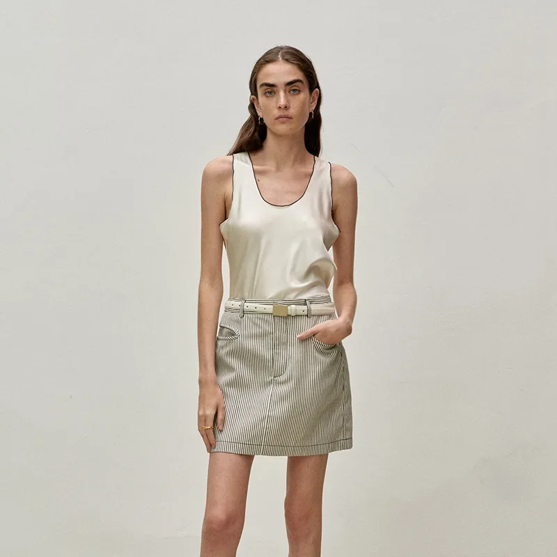 

Denim Skirt 2023 Spring and Summer New High Waist Striped Short Skirt Women