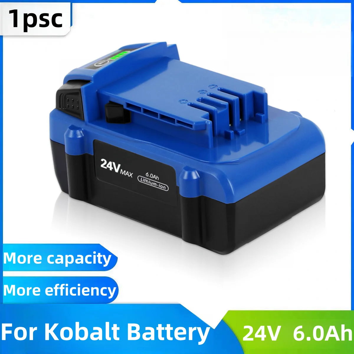 1Pack 6.0Ah Replace Battery for Kobalt 24V Battery Max KB624-03 Lithium Ion Cordless Tools High Capacity