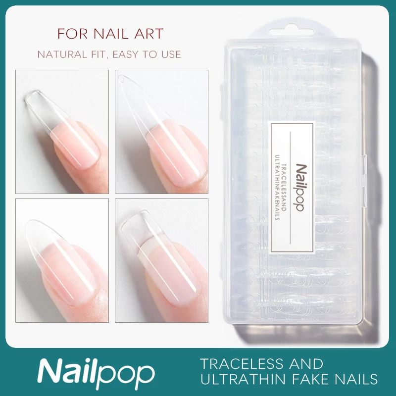 Nailpop 600 шт. накладные ногти прозрачные/белые/натуральные/матовые акриловые Полное