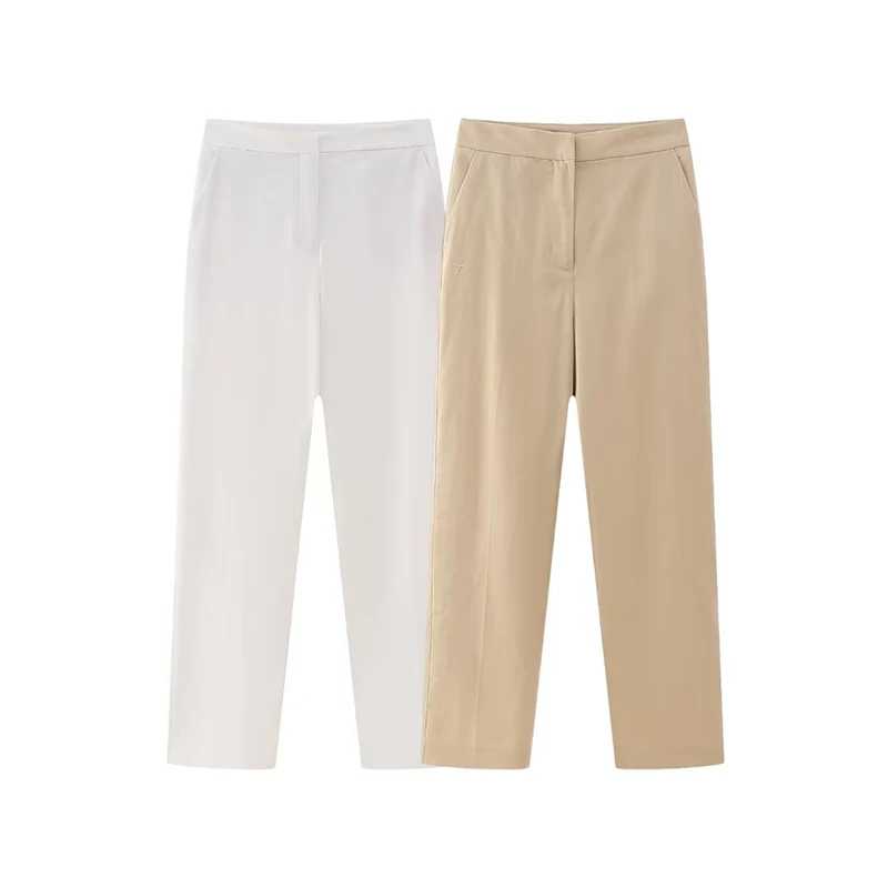 

YENKYE Women Chic Fashion Office Wear Straight Pants Vintage High Waist Female Trousers