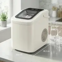Machine à glaçons portable 12 kg/24h, autonettoyante, beige, pour comptoir, avec pelle et panier, compacte, pour la maison, la cuisine, le bar, le camping, l'appartement, l'habitation moderne 3