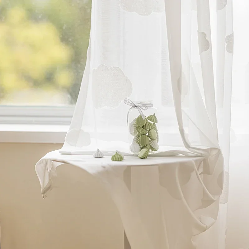 White Clouds 3D Tulle Curtain for Kitchen Drapes for Wedding Drape Home Decor 2025 New Curtains Living Bedroom Childrens Room 4