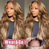 Highlight Glueless Wig 100% Human Hair Ready To Wear And Go Preplucked Brazilian Body Wave Ombre Color Human Hair Wigs For Women