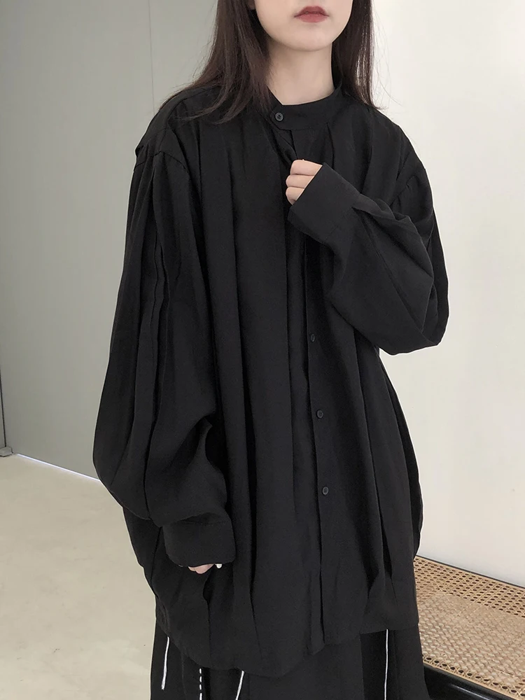 

Tannt Women Shirt Lantern Sleeve Irregular Black Casual Shirts Long Sleeves Fashion Loose Long Blouses Tops Women 2023 New